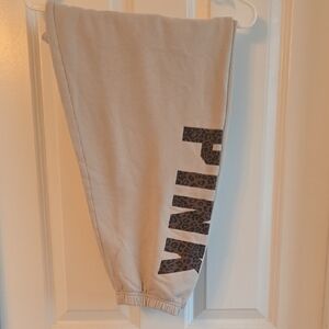 PINK Victoria's Secret Beige Joggers with Leopard Print